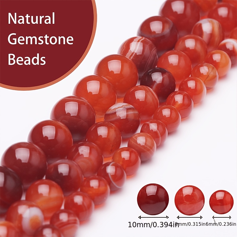 Red Striped Agate Beads for DIY Making
